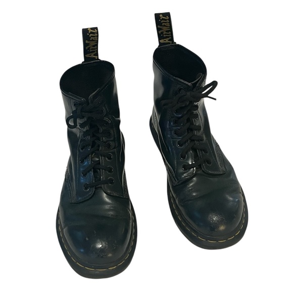Dr. Martens Vintage 90s Style Dark Blue Leather 8 Hole Lace Up Combat Moto Boots main image 5